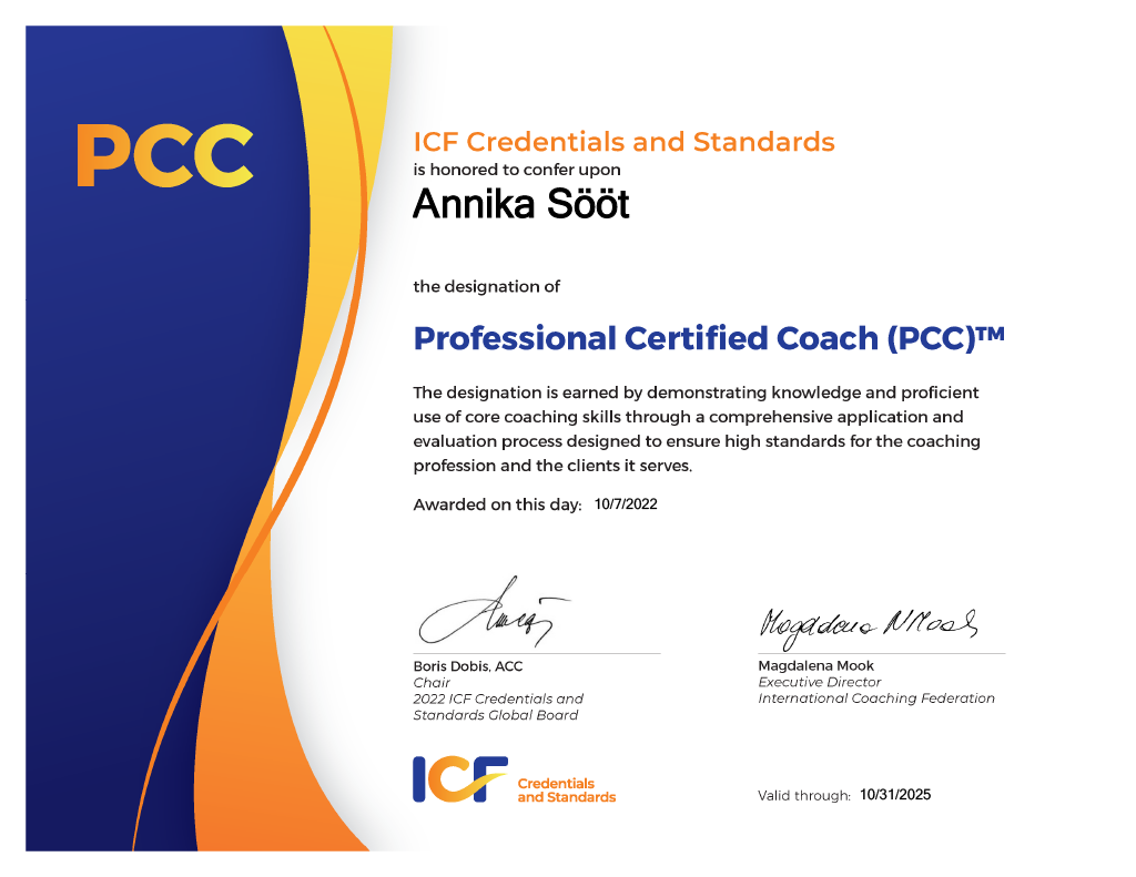Annika Sööt PCC professional certified coach